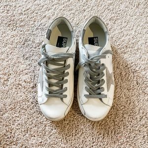 Golden Goose Super Star - White and Silver Snake Print Size 39 NWT